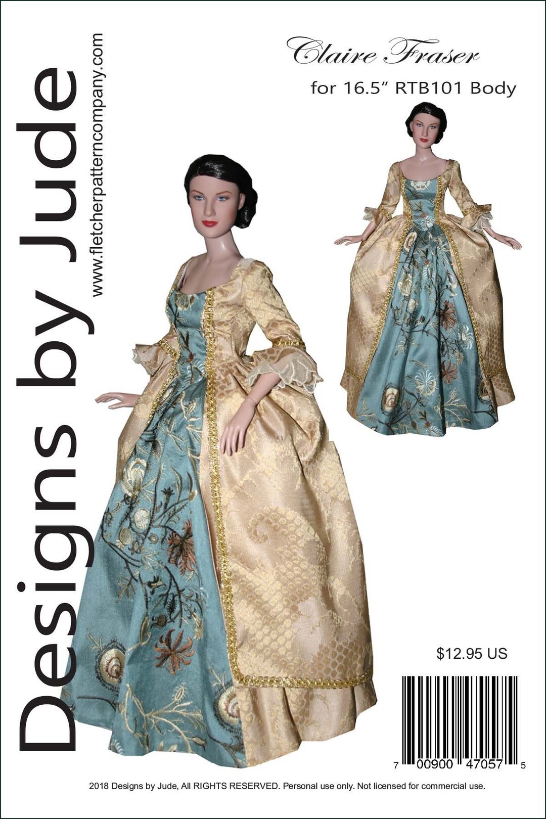 PDF Outlander Claire Fraser Dress Pattern for RTB101 Body