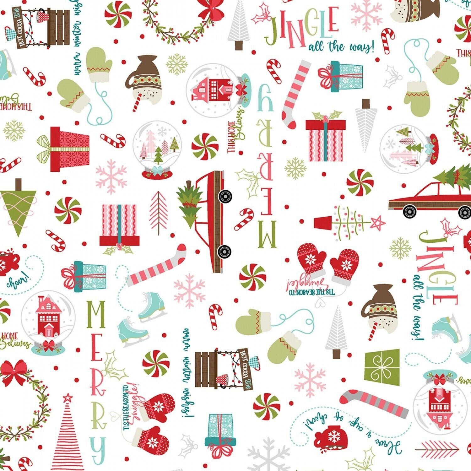 Kimberbell Cup of Cheer - Christmas Mottif, white 100% Cotton