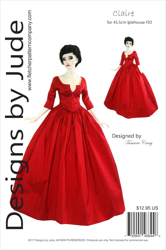 Pleated Dress Doll Clothes Sewing Pattern 14/" Kish Dolls