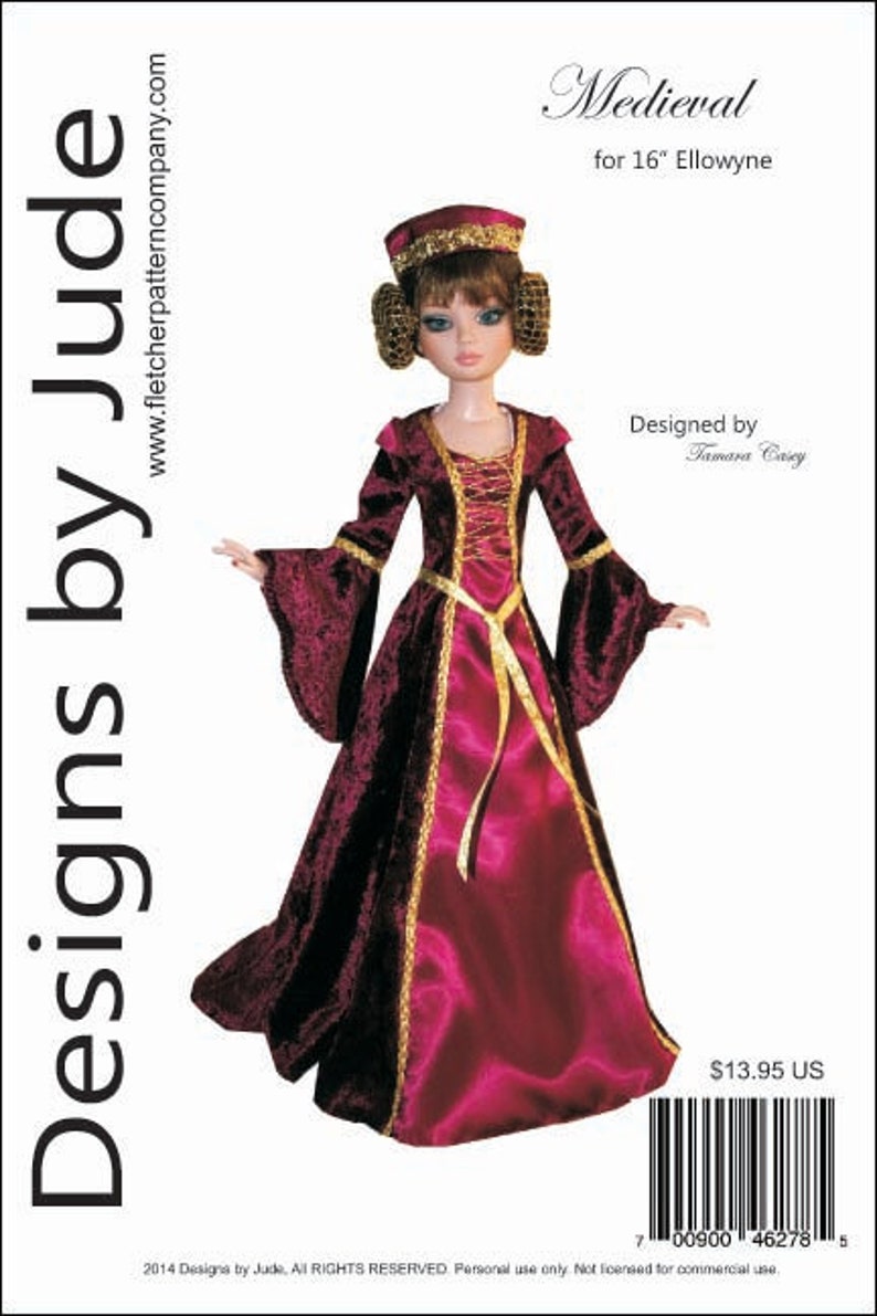Medevial Pluvial Robe Doll Clothes Sewing Pattern for 45.5cm Iplehouse FID Dolls