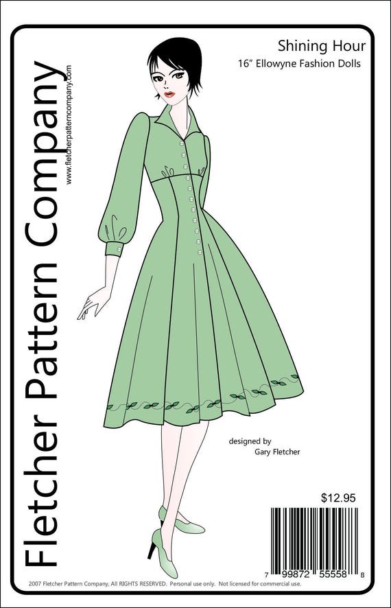 Holiday Dress Doll Clothes Sewing Pattern for Tyler Fletcher Tonner