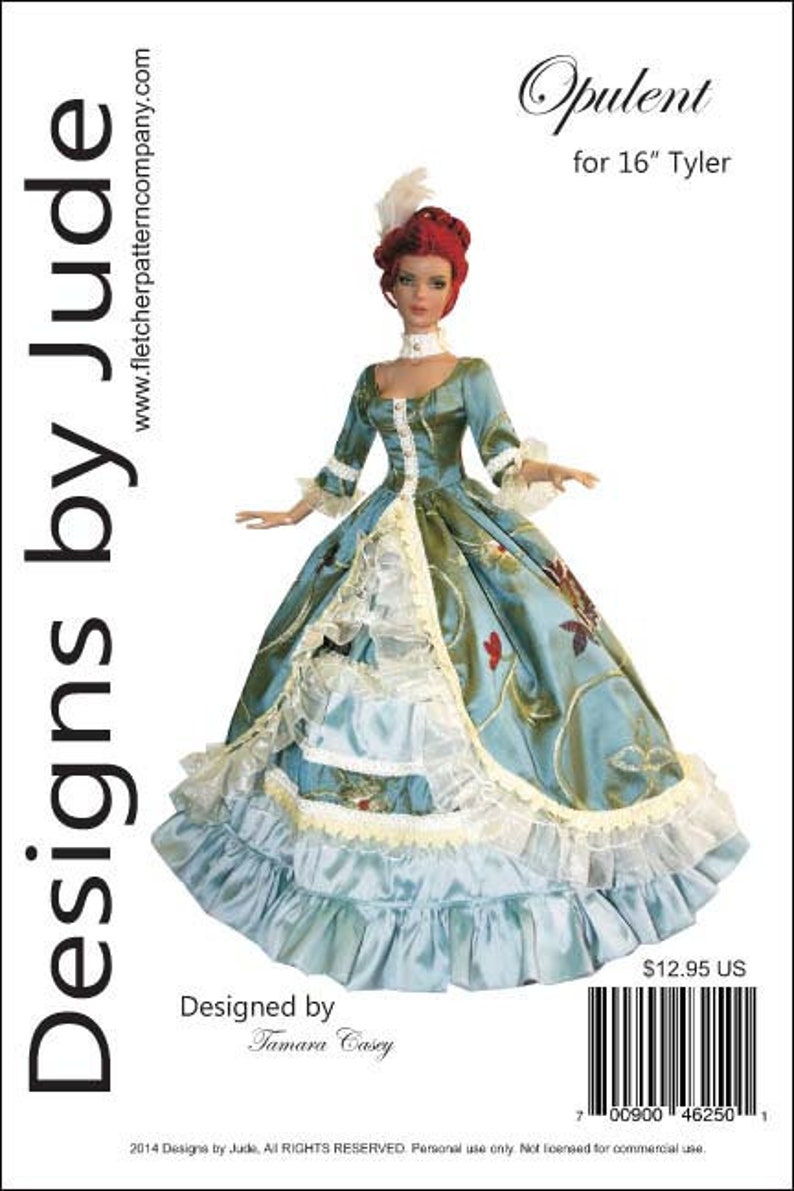 PDF Opulent Gown Pattern for Tyler Wentworth Dolls Tonner image 1