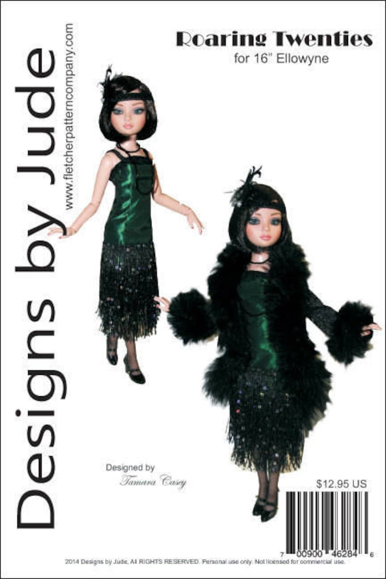 PDF Roaring Twenties Flapper Doll Clothes Sewing Pattern for 16 Ellowyne Dolls Tonner image 1