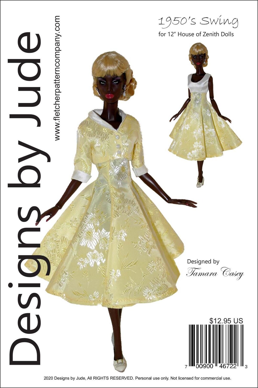 PDF 1950's Swing Doll Clothes Sewing Pattern for 12 House of Zenith