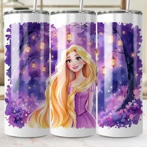 Disney Rapunzel Princess Digital Sublimation Becherverpackung, Rapunzel Becherverpackung, Gerader Becherverschluss, sich verjüngender Becherverschluss, PNG-Datei