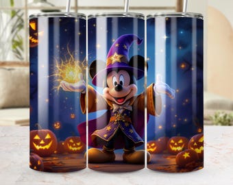 Mickey Mouse Halloween Tumbler Wrap PNG, Disney Spooky Sublimation Design, 20oz Straight Tapered Tumbler Digital Download, Halloween Gift
