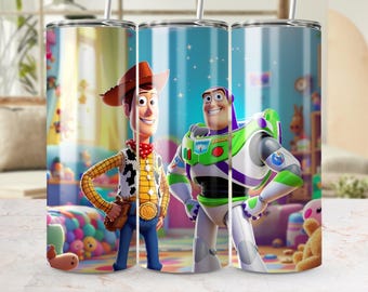 Envoltorio para vaso de Toy Story: Woody y Buzz Lightyear (archivo PNG digital)