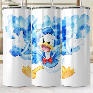 Donald Duck Digital Sublimation Tumbler Design, Disney PNG Download, For Straight and Tapered Tumblers, Fun Cartoon Character Art