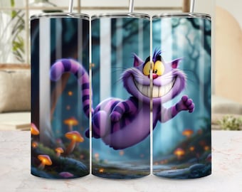 Cheshire Cat Tumbler Wrap PNG, Disney Alice im Wunderland Sublimationsdesign, 20 Unzen konischer Becher digitaler Download