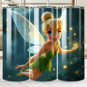Tinker Bell Digital Tumbler Design, Disney Fairy Sublimation, PNG File, Straight Tumbler Wrap, Tapered Tumbler PNG, Instant Download