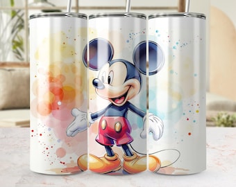 Mickey Mouse Tumbler Wrap PNG, Disney Joyful Character Sublimation Design, 20oz Straight Tapered Tumbler Digital Download