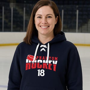Hockey Team Custom Personalized Glitter Design Unisex Sport Lace Hooded Sweatshirt by J. America Hockey Mom Hoodie - 8830