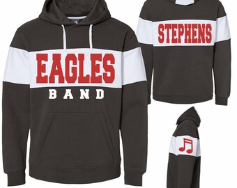 Sudadera con capucha unisex personalizada con diseño de banda de música, con colores combinados, ideal como regalo - 8644