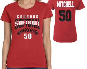 Softball Team Design Custom Personalized Glitter Design Women's Heavy Cotton Gildan Tee Shirt Great Gift - 3001