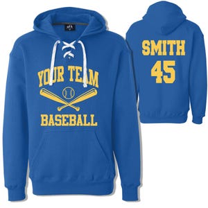 Baseball Team Custom Personalized Unisex Sport Lace Hooded Sweatshirt by J. America Baseball Hoodie - 3.8830