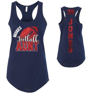 Football Team Aunt Custom Personalized Glitter Design Fitted Women&#39;s Racerback Tank Tops by Next Level - 4.1533