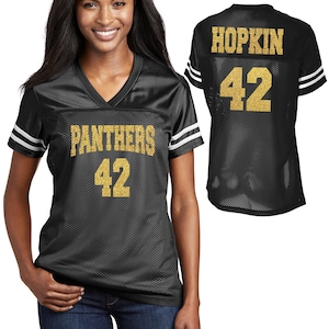 Custom Football Team Glitter Design Women&#39;s V-Neck Posi Charge Replica Football Jersey Personalized Perfect for Mom - LST307