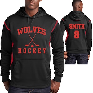 Hockey Team Custom Personalized Unisex Sport-Tek Tech Fleece Colorblock Hooded Sweatshirt AMAZING QUALITY Hockey Fan Gear - F246