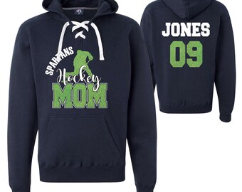Sweat-shirt à capuche sport unisexe en dentelle avec paillettes personnalisées Hockey Mom par J. America Sweat à capuche Hockey Mama - 8830
