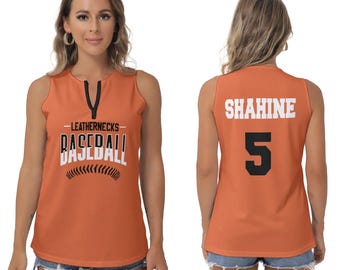 Canotta da baseball personalizzata con scollo a V, maglietta personalizzata per la squadra, canotta in stile jersey con nome e numero personalizzati, abbigliamento da donna per il giorno della partita, colori della squadra