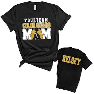 Color Guard Team Mom Custom Personalized Glitter Design Unisex Soft Jersey Bella Canvas Tee Shirt Great Gift - 5.3001