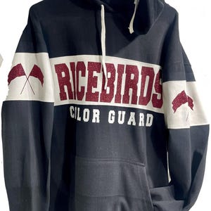 Helt anpassad personlig Color Guard glitterdesign färgblock Varsity Fleece J America Hoodie Colorguard Mom - 8644