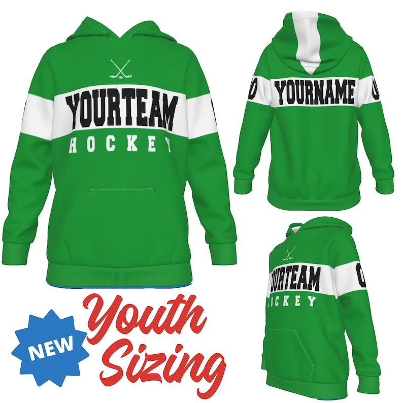 Hockeylag Anpassad Personlig Ungdom Varsity Färgblocksinspirerad Hoodie Perfekt Gåva Fantastiskt Heltäckande Tryck - YOY bild 2
