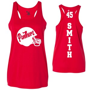 Football Team Helm Kundenspezifisches personalisiertes mutiges Design Dri Fit Feuchtigkeitstransport Racerback Tanktop von Badger Athletic Wear - 4166