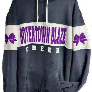Fully Custom Personalized Cheerleader Glitter Design Colorblock Varsity Fleece J America Hooded Hoodie Sweatshirt Cheer Mom - 8644.Blk/ong