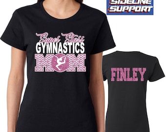 Gymnastik Mama Benutzerdefinierte personalisierte Glitter Chevron Design Frauen Schwere Baumwolle Gildan T-Shirt Tolles Geschenk - 5.5000L