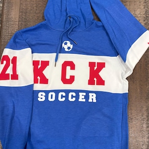 New Fully Custom Personalized Soccer Design All American Colorblocked Hooded Hoodie Sweatshirt by Holloway - 229563