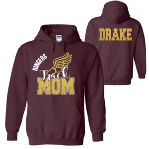 Track Mom Custom Personalized Glitter Design Unisex Heavy Blend Cotton Gildan Hoodie Shirt Perfect Gift Track and Field - 4.18500