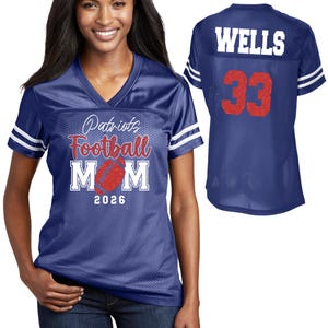 Custom Football Mom Glitter Design Women&#39;s V-Neck Posi Charge Replica Football Jersey Personalized Perfect for Mom - LST307