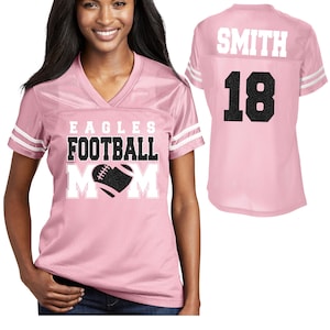 Custom Football Mom Glitter Design Women&#39;s V-Neck Posi Charge Replica Football Jersey Personalized Perfect for Mom - LST307