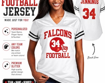 Camiseta de fútbol femenina personalizada / Camiseta de fútbol con purpurina personalizada / Cualquier equipo • Cualquier color • Cualquier nombre de jugador • Cualquier número