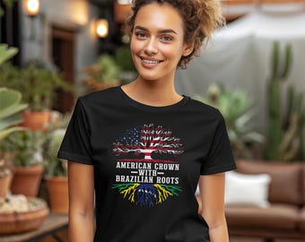 American Crown with Brazilian Roots Gildan Unisex Boujee Cotton Shirt Quality Item  - 5000