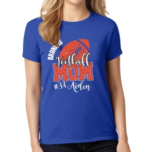 Football Mom Design Custom Personalized Glitter Design Women&#39;s Heavy Cotton Gildan Tee Shirt Great Gift - 4.5000L