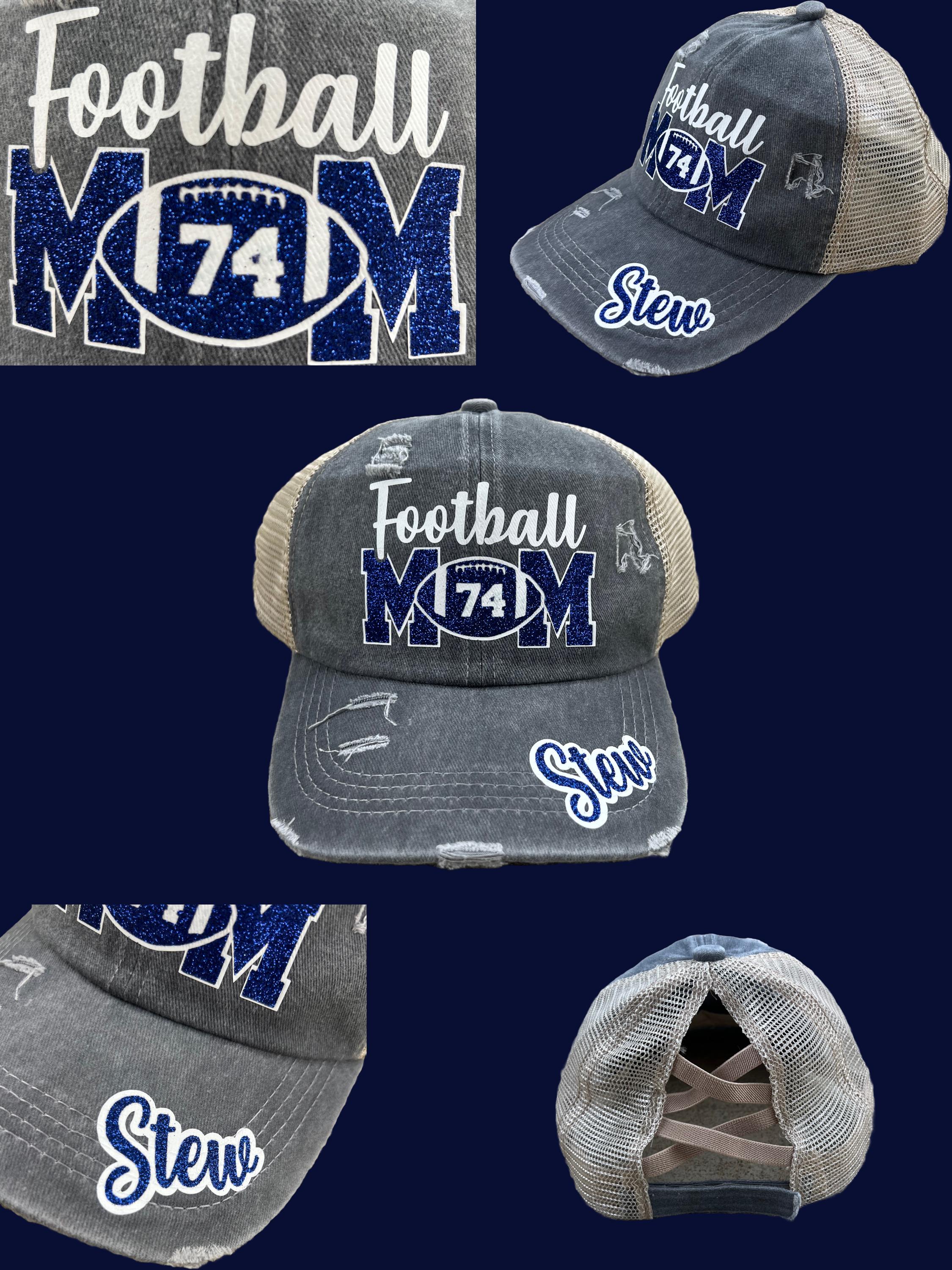 New Custom Designed Ivory Distressed Baseball Cap w Brown Glitter Football Mom Football Mom Hat Glitter Customize - Etsy main image 4