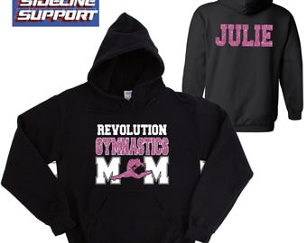 Gymnastics Mom Custom Personalized Glitter Design Unisex Heavy Blend Cotton Gildan Hoodie Shirt Perfect Gift - 5.18500