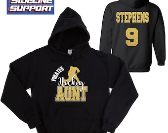 Hockey Team Aunt Custom Personalized Glitter Design Unisex Heavy Blend Cotton Gildan Hoodie Shirt Perfect Gift - 4.18500
