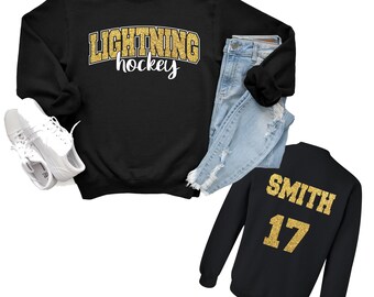 Hockey Team Custom Personalized Glitter Design Unisex Heavy Blend Cotton Gildan Sweatshirt Perfect Gift - 4.18500