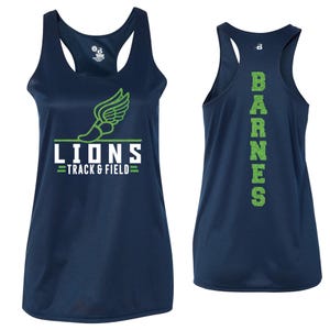 Track Team Custom Personalized Glitter Team Design Dri Fit Moisture Wicking Racerback Tank Top by Badger Athletic Wear - 4166