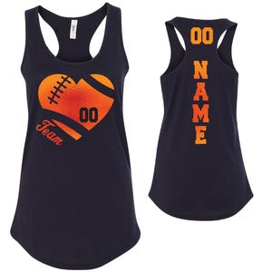 Football Heart Custom Personalized Electric Metallic Foil Design Fitted Women&#39;s Racerback Tank Tops by Next Level - 1533