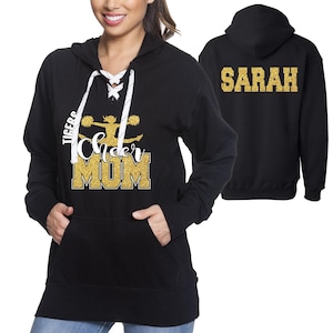 Cheer Mom Custom Personalized Glitter Design Unisex Sport Lace Hooded Sweatshirt by J. America Cheerleader Mama Hoodie - 4.8830