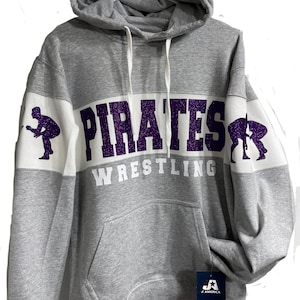 New Fully Custom Personalized Wrestling Glitter Design Colorblock Varsity Fleece J America Hooded Hoodie Sweatshirt - 8644