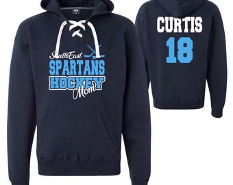 Sudadera unisex con capucha y encaje personalizada para mamá del equipo de hockey, de J. America. Sudadera de hockey muy gruesa y cálida - 8830