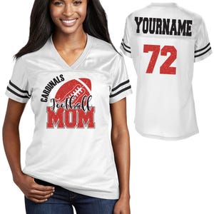 Custom Football Mom Glitter Design Women&#39;s V-Neck Posi Charge Replica Football Jersey Personalized Perfect for Mom - LST307