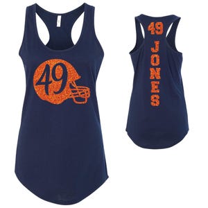 Amazing Football Helmet Custom Personalized Glitter Design Fitted Women&#39;s Racerback Tank Tops by Next Level - 1533