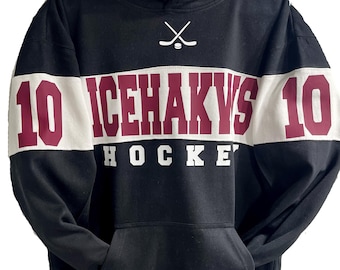 Hockey Team Team Benutzerdefinierte personalisierte Unisex Varsity Colorblocked Fleece Hoodie Shirt Perfektes Geschenk - 8644