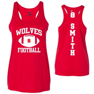 Fußball-Team-Team Benutzerdefinierte personalisierte mutige Design Dri Fit Feuchtigkeitstransport Racerback Tank Top von Badger Athletic Wear - 4166